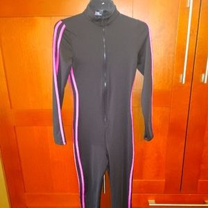 Festival Wear Rave Wear Zip Up Black Pink Body Suit